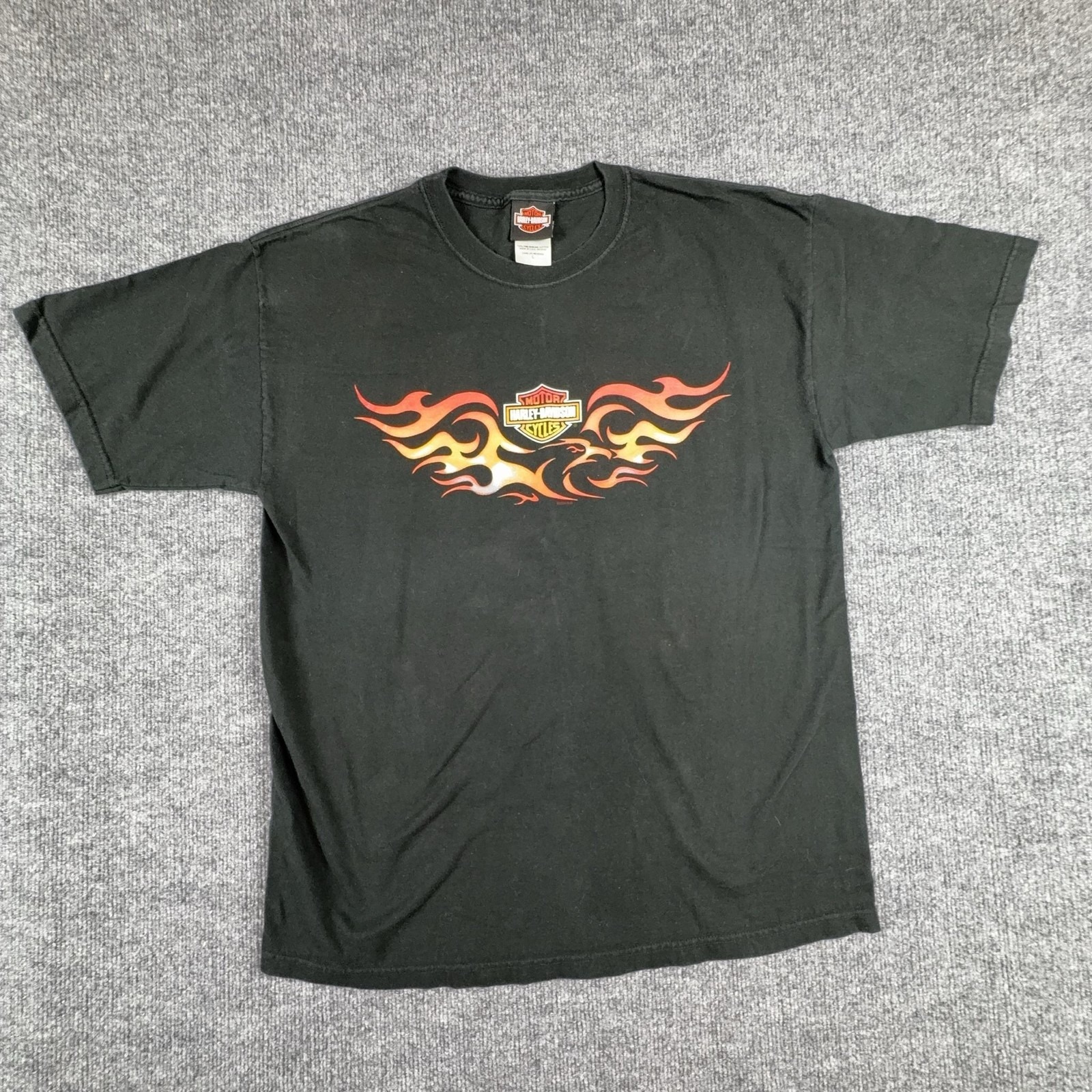 HarleyDavidson Shirt Mens Large Black Daytona Beach Flames Graphic Tee Usa